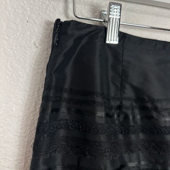 Vintage Express Y2K Skirt Women 5/6 Black Tulle Hem Gothic Silk Lace Coquette - Picture 8 of 11